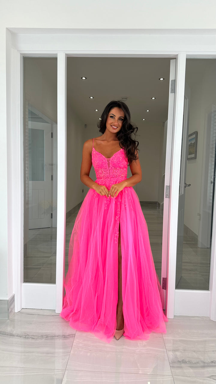 Corset Dress Pink Amazon Prime Prom Dresses Hot Pink Glitter Corset Ball  Gown  Rosies Closet