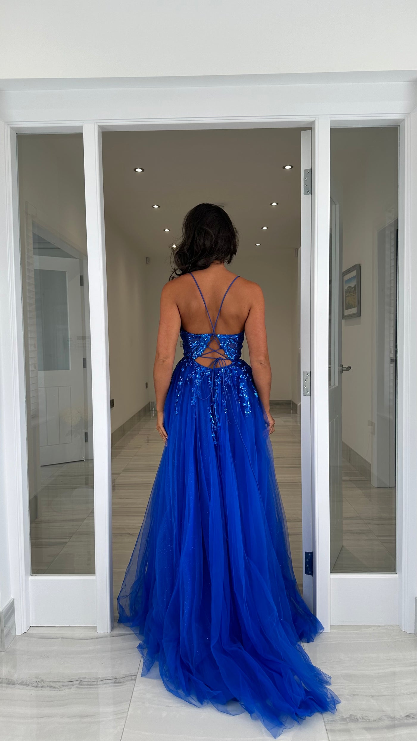 Cobalt Blue Glitter Corset Ball Gown – Rosies Closet
