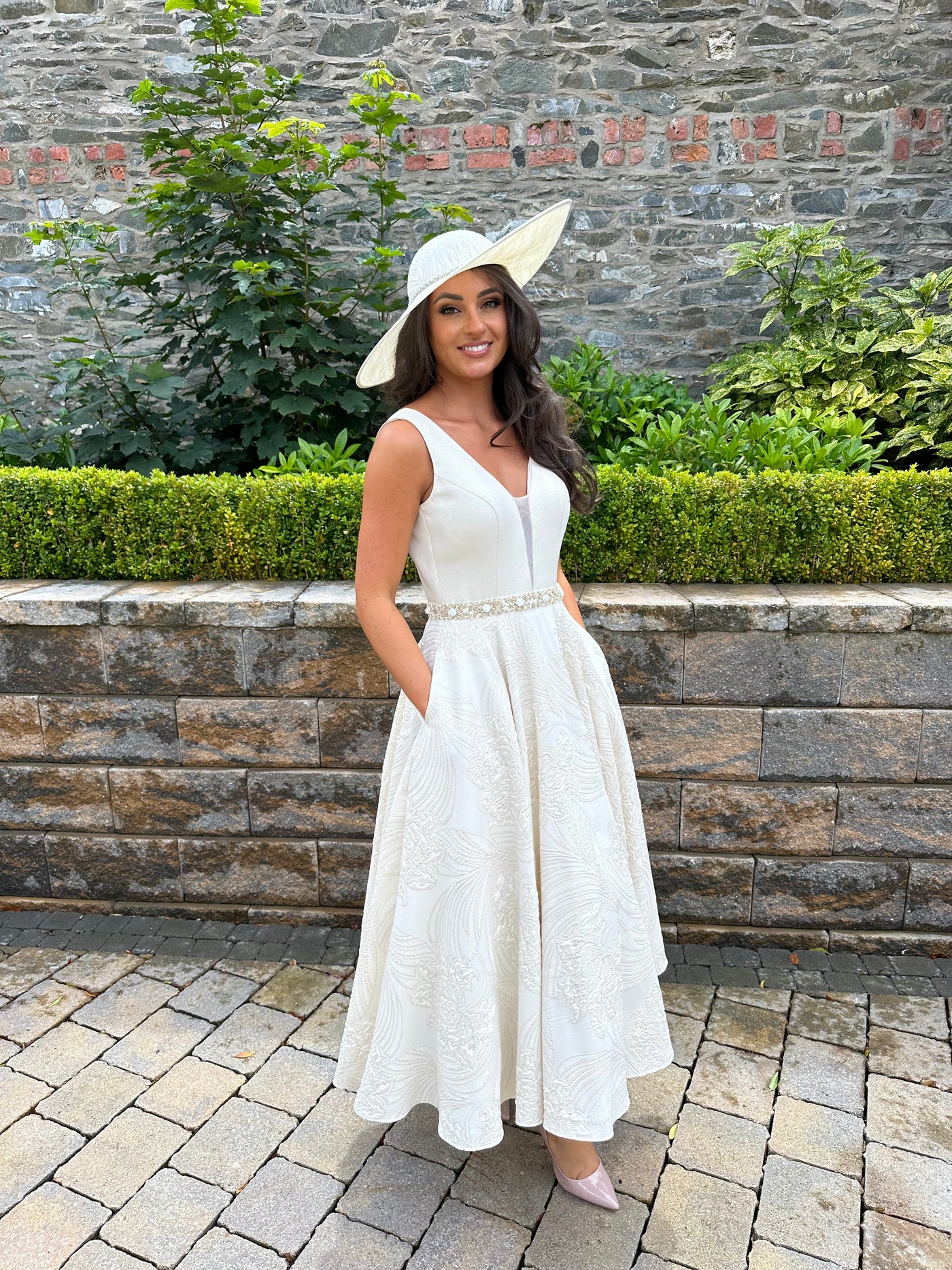 Ivory Midi Skater Cocktail Dress