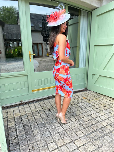 Floral Miley Midi Special Occasion One Shoulder Dress