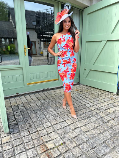Floral Miley Midi Special Occasion One Shoulder Dress