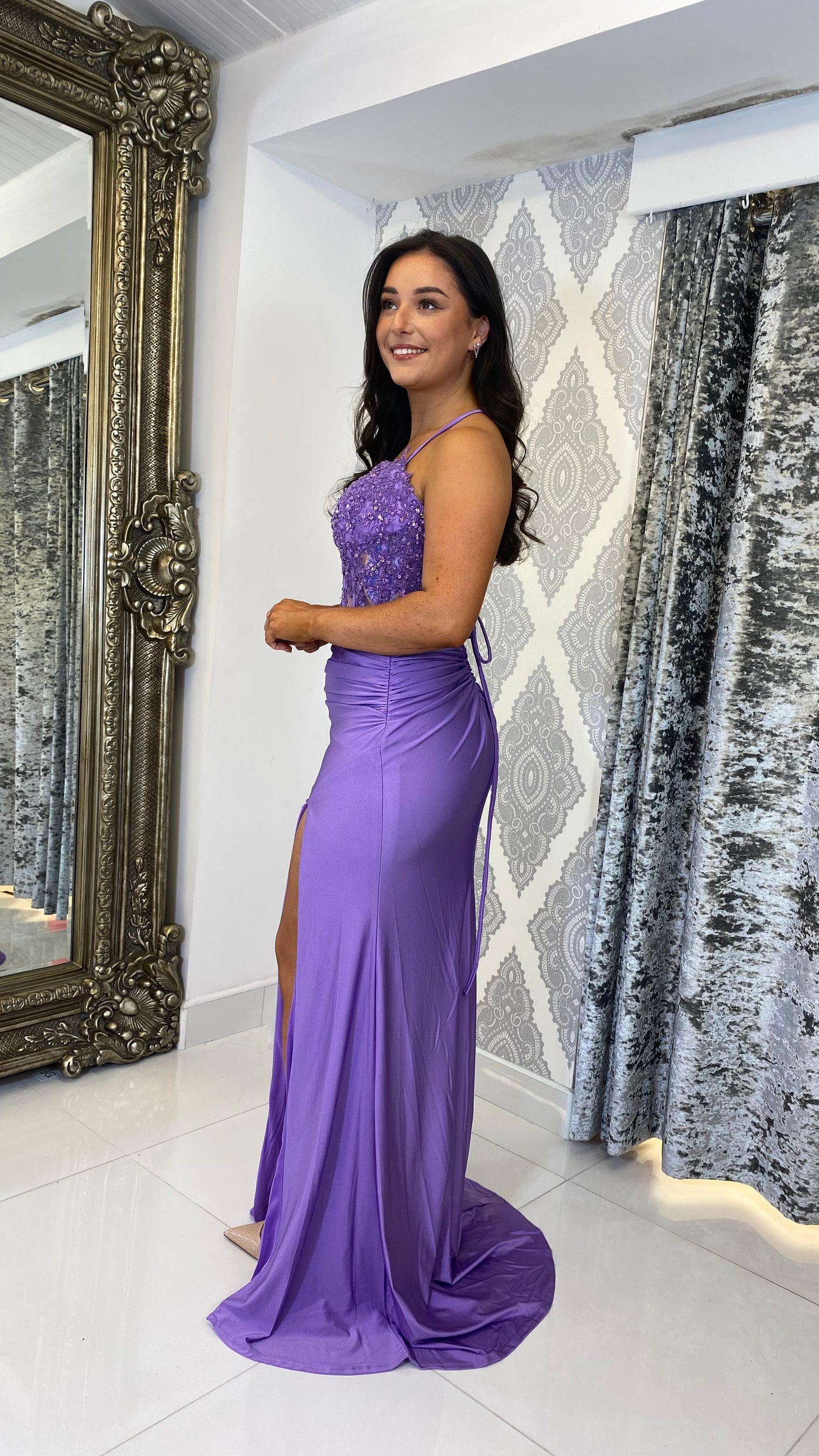 Purple Corset Lace Formal Gown