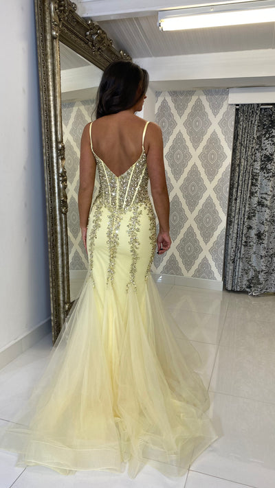 Lemon Corset Jewell Fishtail Prom Dress