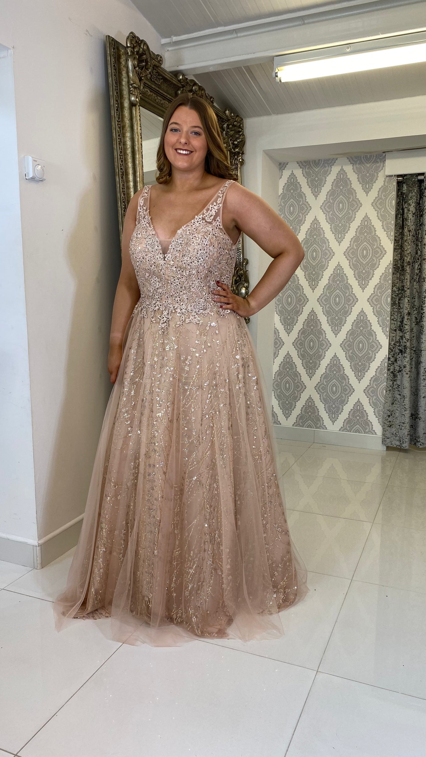 Rose Gold Ball Gown Prom Dress