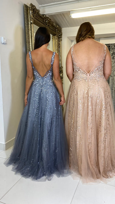 Embellished Ball Gown Prom Dress In Bracing Blue