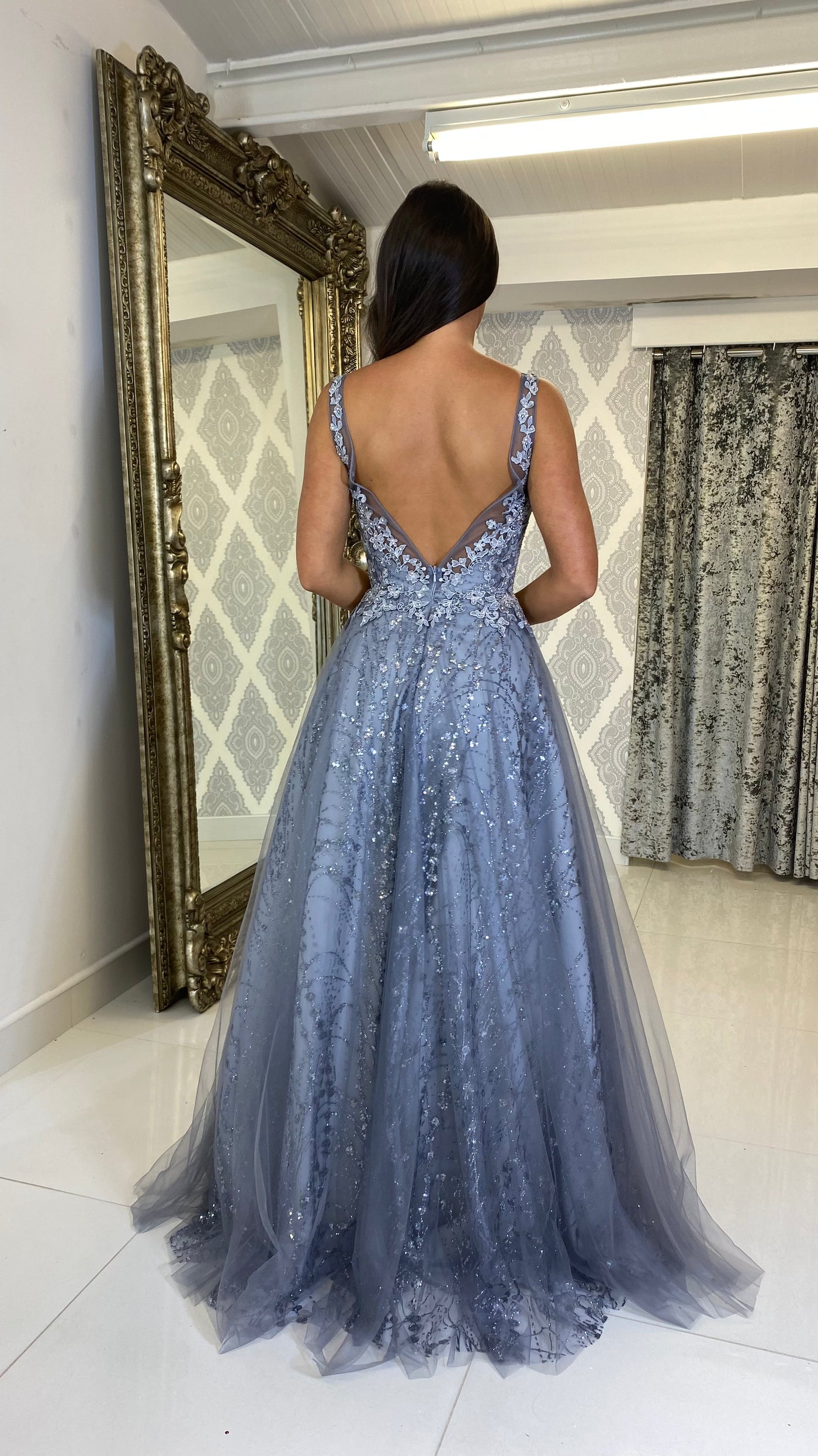 Embellished Ball Gown Prom Dress In Bracing Blue