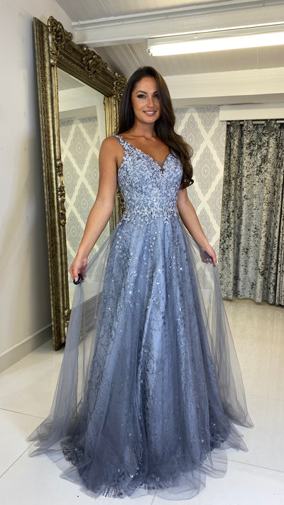 Grey ball sales gown prom dress