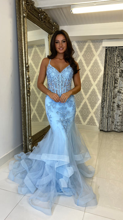 Baby blue top dress prom
