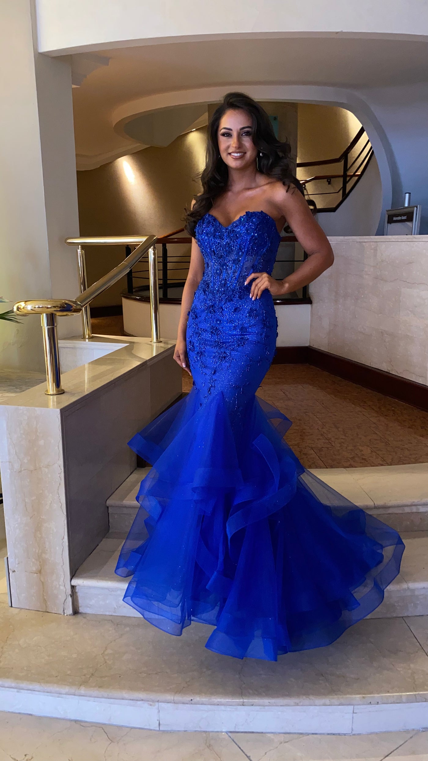 Royal Blue Corset Strapless Fishtail Prom Dress Rosies Closet