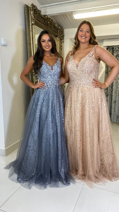 Embellished Ball Gown Prom Dress In Bracing Blue