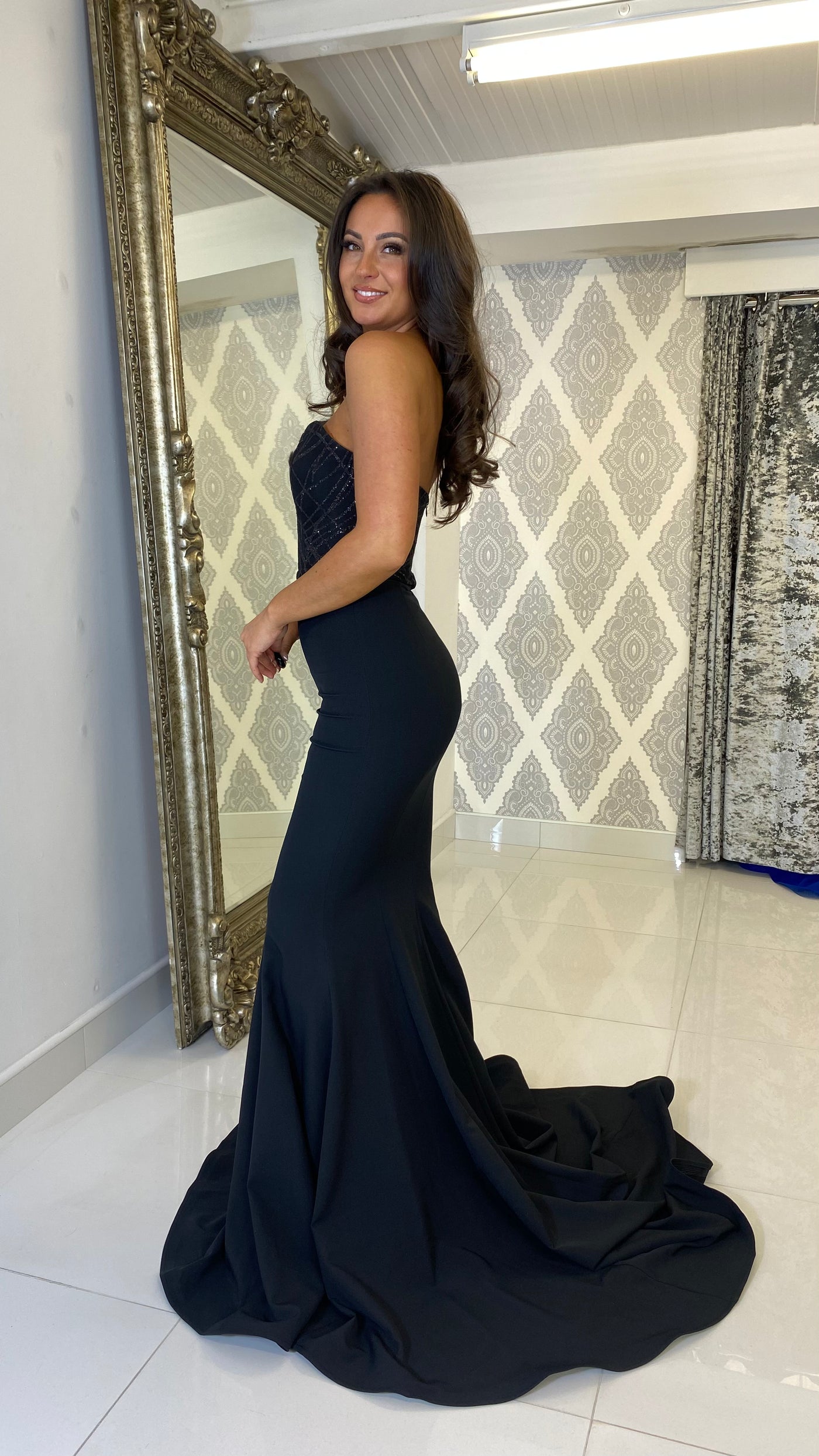 Black Strapless Glitter Prom Dress – Rosies Closet
