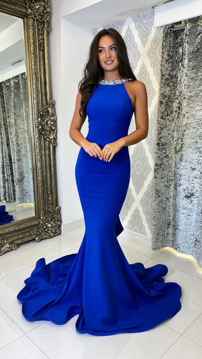 Royal Blue Bow Back Prom Dress