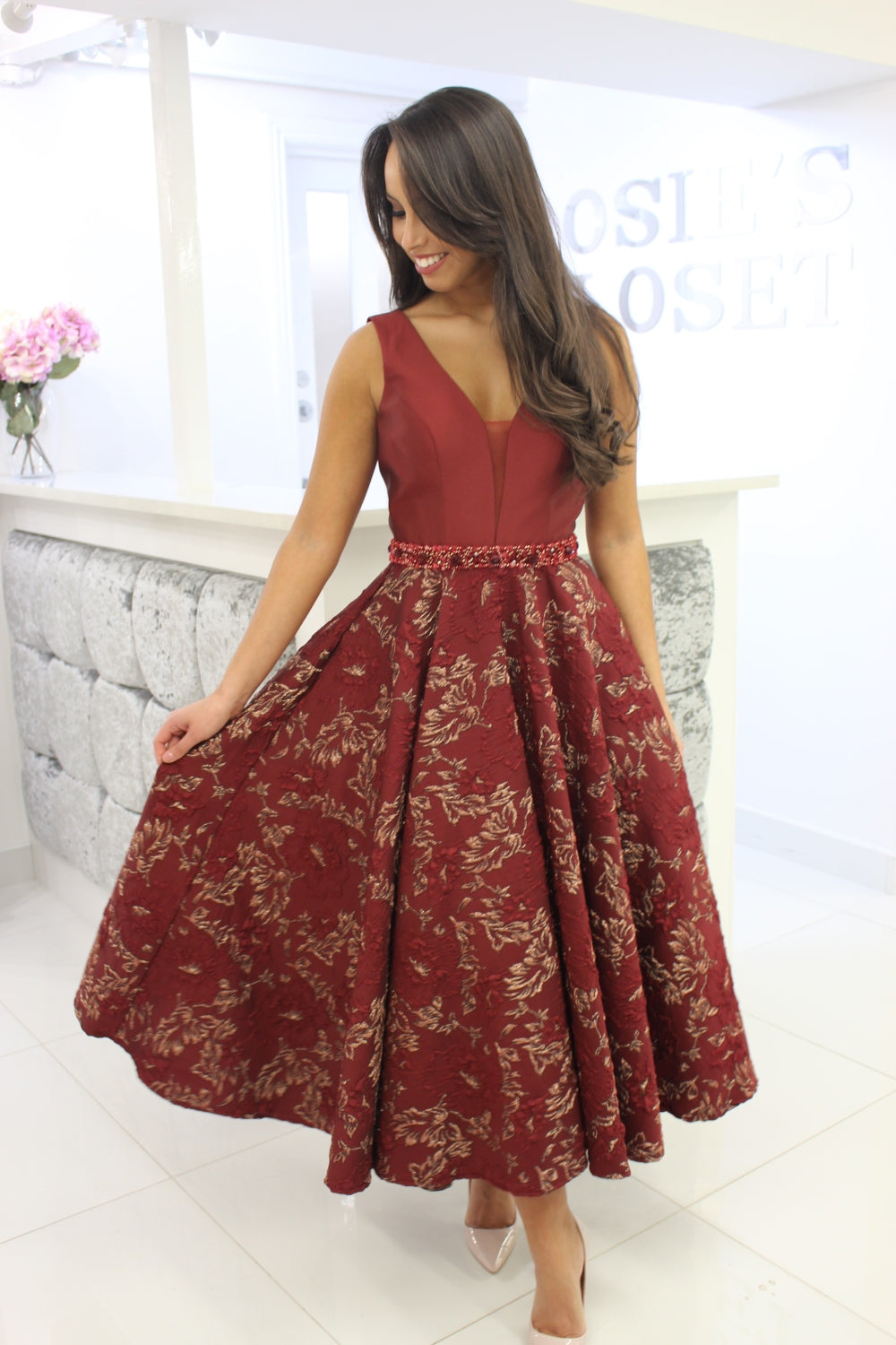 Burgundy Skater Dress Rosies Closet