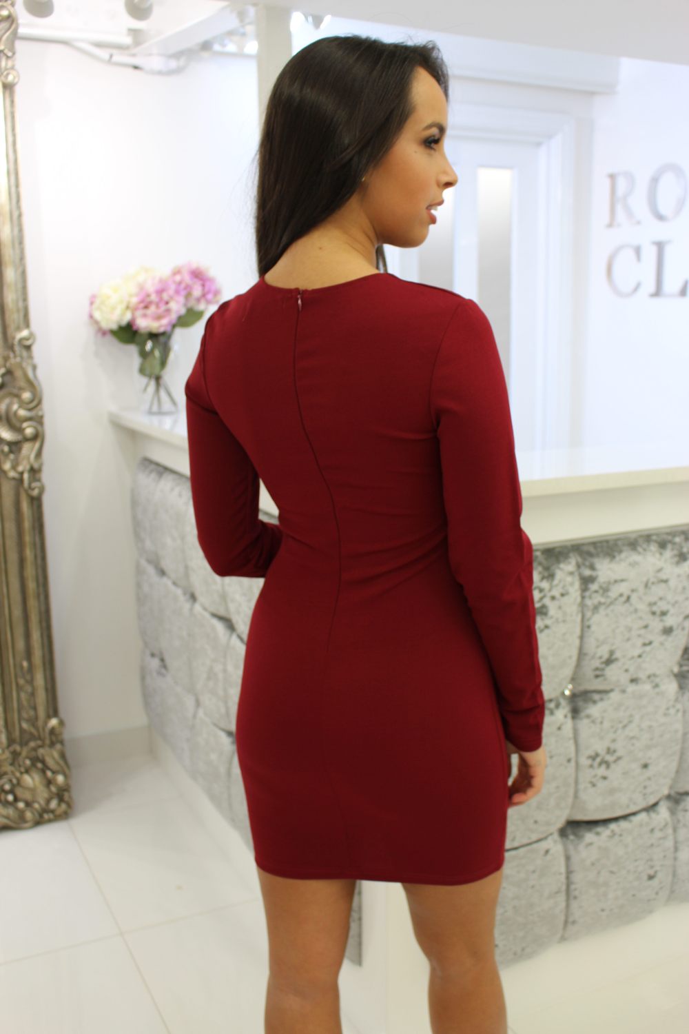 Burgundy Lace Front Dress
