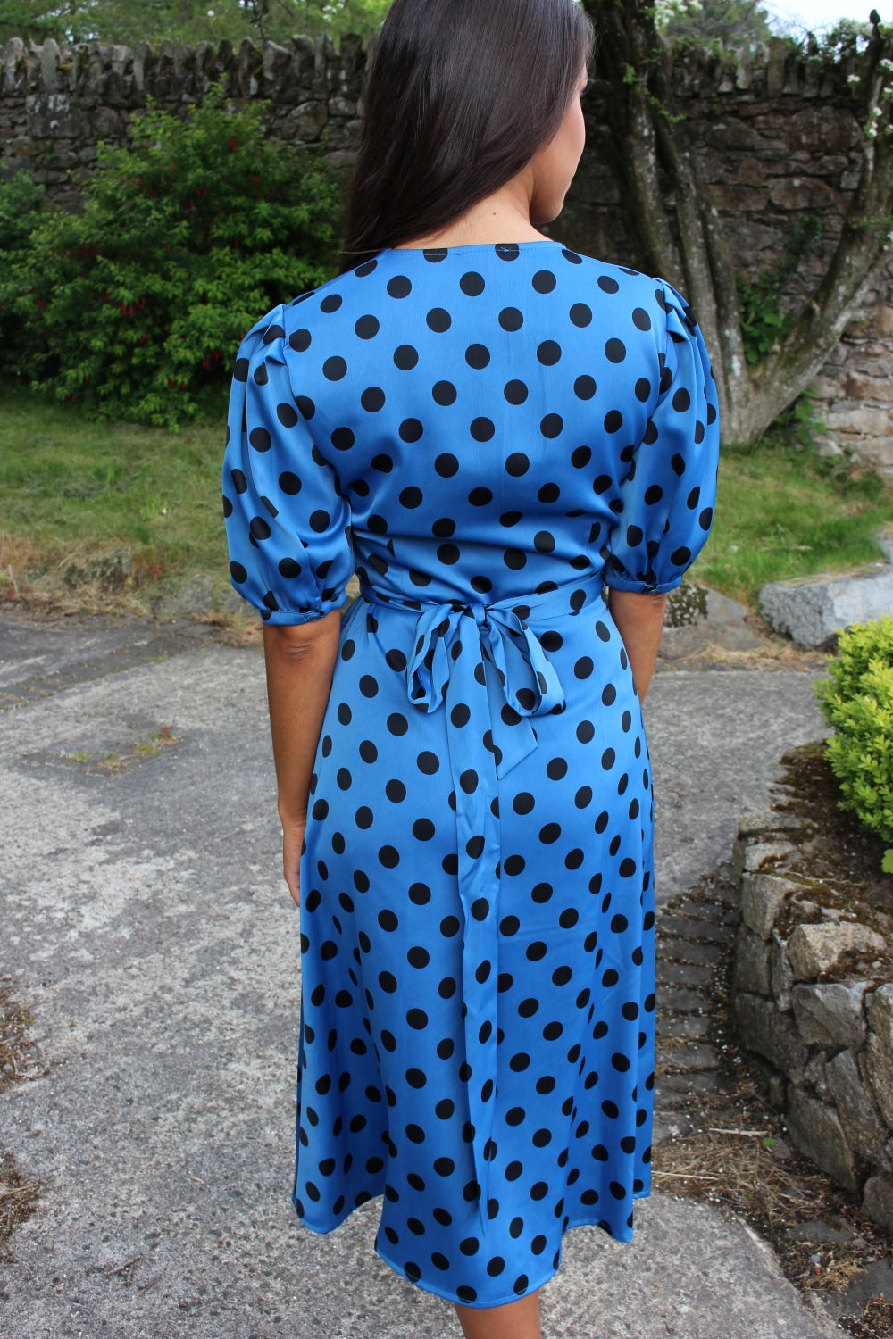zara blue polka dot dress ZARA Linen Blend Polka Dot Dress XS (0-2) New
