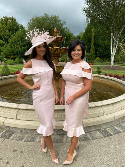 Cold Shoulder Cape Detailed Wedding Guest Dress