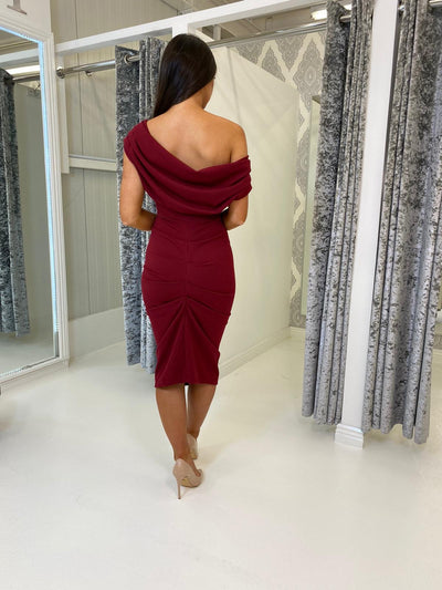 Burgundy Draped Shoulder