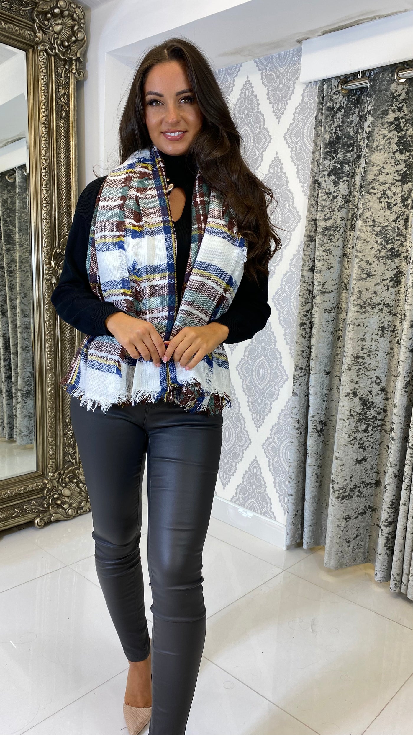 Purple/White Picnic Scarf
