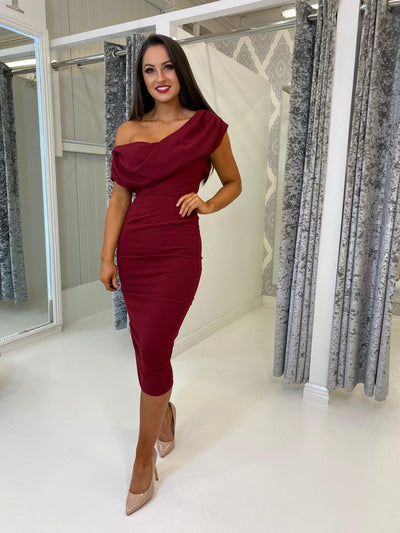 Burgundy Draped Shoulder