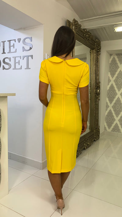 Yellow Collared Midi Dress