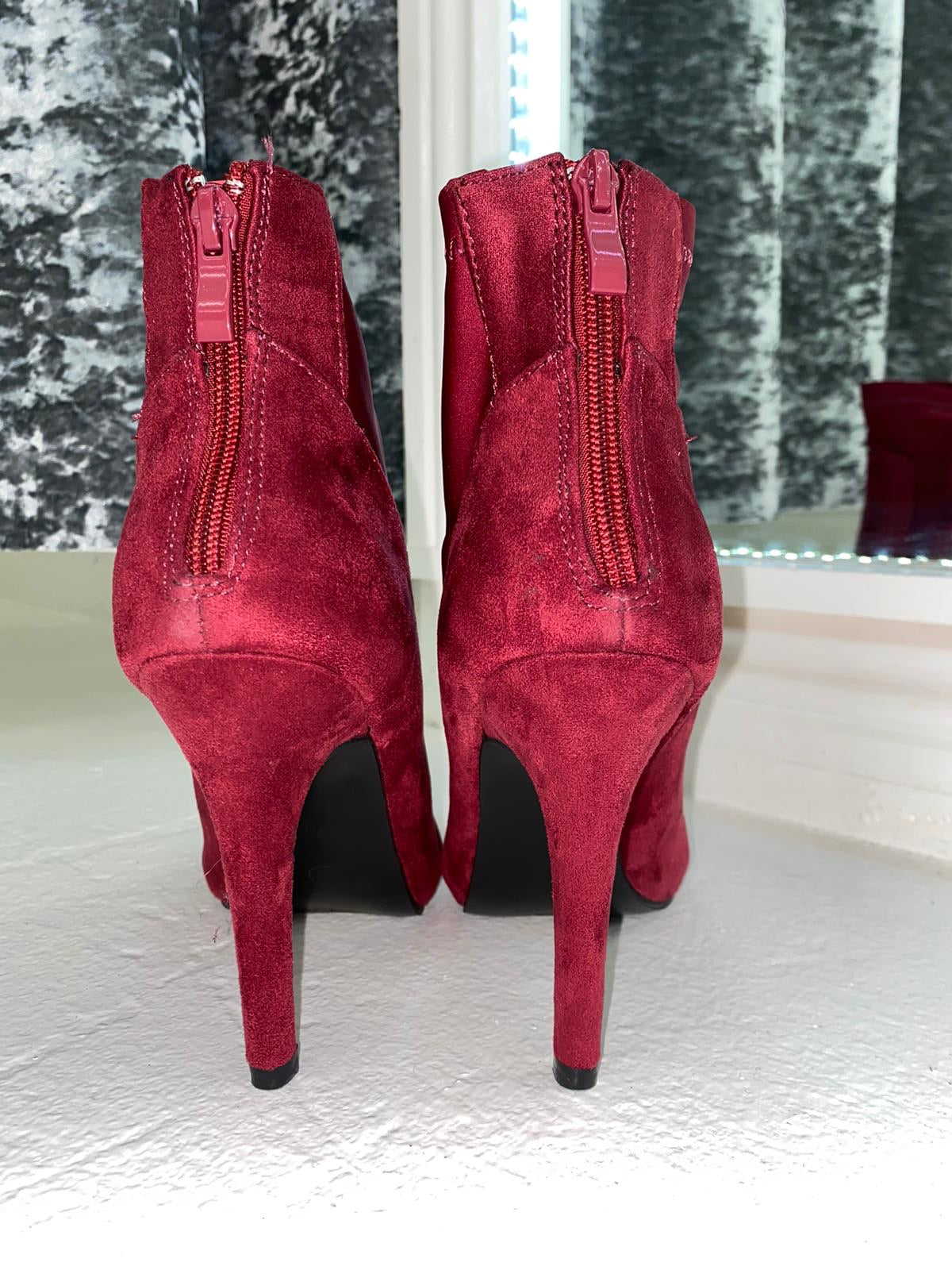 Red heeled hotsell ankle boots uk