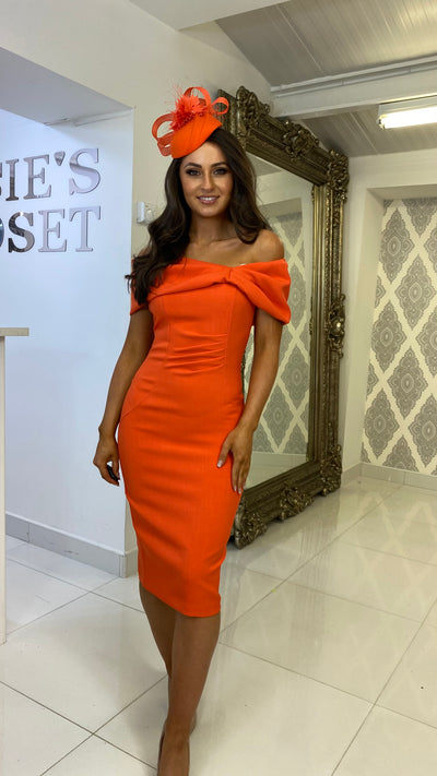 Bardot Midi Dress Orange