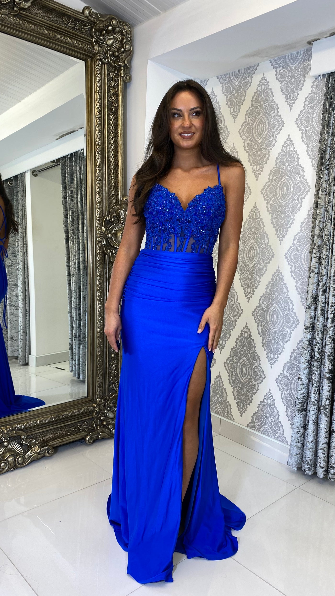 Royal blue top lace gown