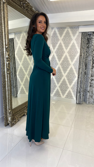 Dark Green Long Sleeve Floaty Dress