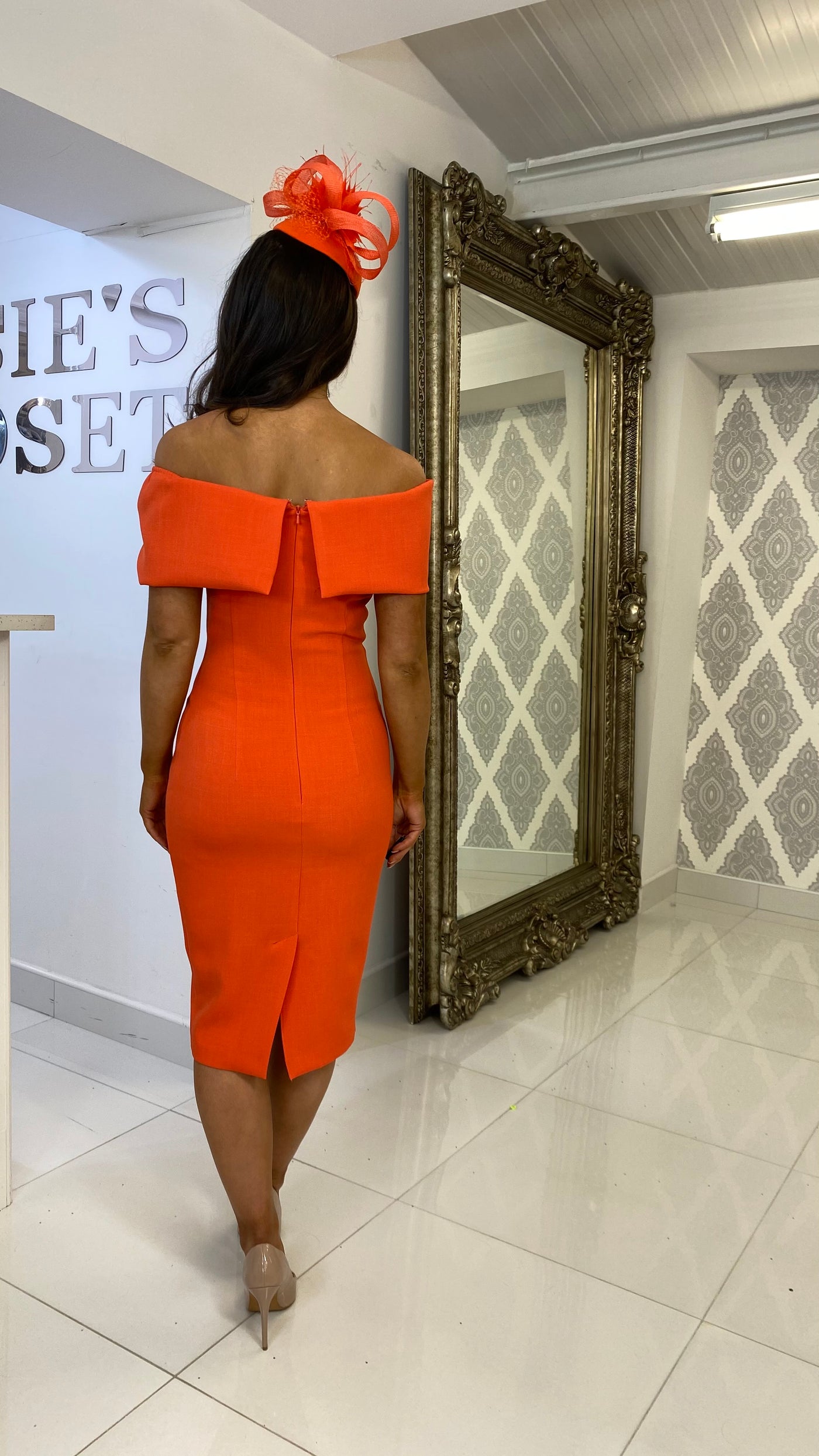 Bardot Midi Dress Orange