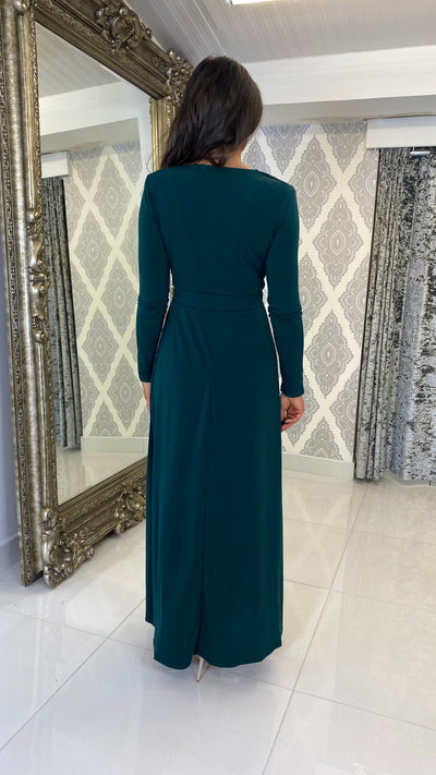 Dark Green Long Sleeve Floaty Dress