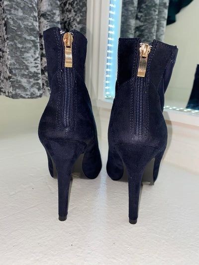 Navy Heeled Ankle Boots