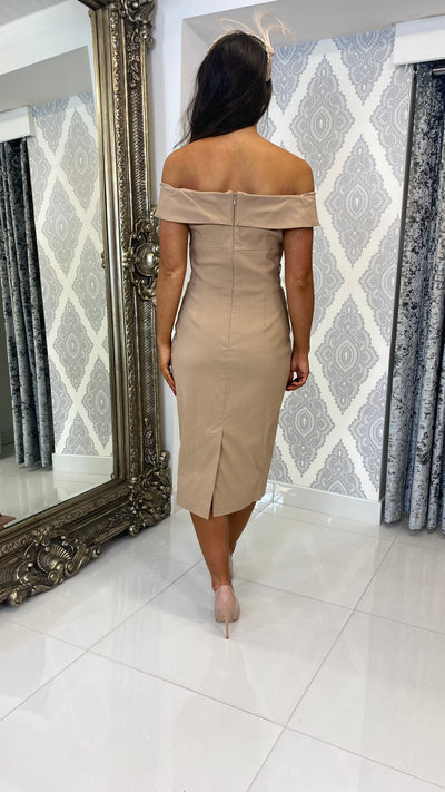 Nude Bardot Pencil Dress