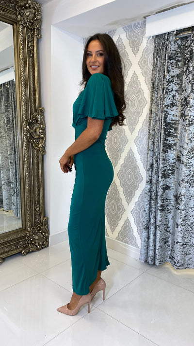 Green Frill Short Sleeve Dress